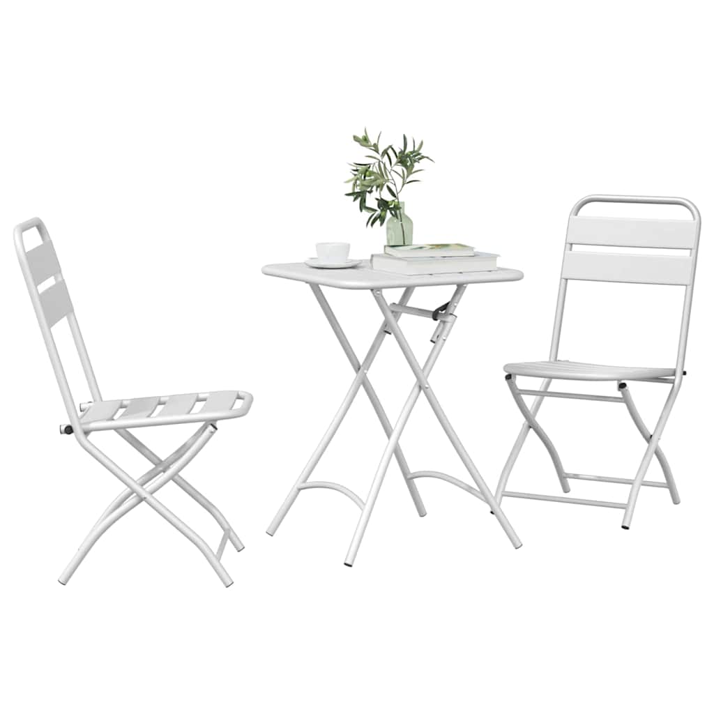 Bistro Set 3 pcs White Steel